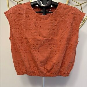 Madewell Per Se Eyelet Top- Rust